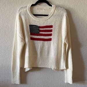 moon & madison Cream Sweater with Flag Design